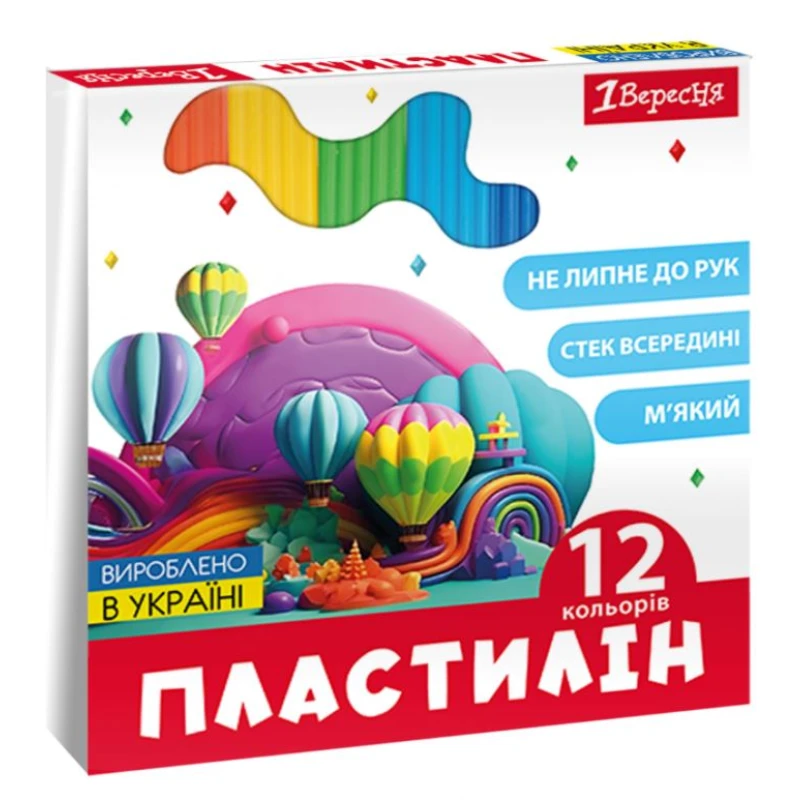 Купити Пластилін "Classic" 1В 540671 12 кольорів Різнокольоровий Артикул: 4823095406719 Фото повноекранне №1