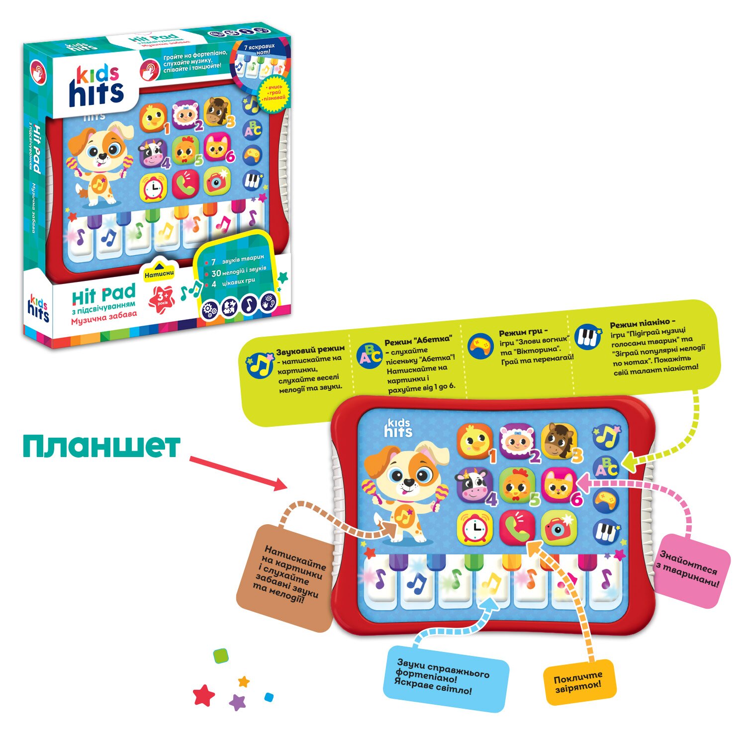 Купити Іграшка Планшет "Музичний фанат" Kids Hits KH01/009 Різнокольоровий Артикул: 4897126750294