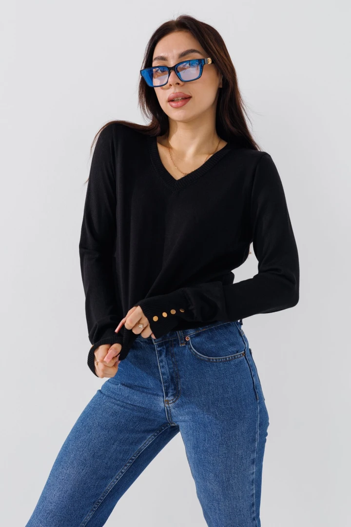Пуловер однотонный женский Park karon 10284 One Size Черный (2000989250067D)