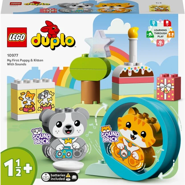 Конструктор LEGO Мой первый щенок и котенок со звуками 10977 22 детали Разноцветный