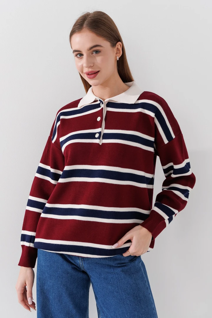 Джемпер з візерунком жіночий Pomella 2323 One Size Бордовий