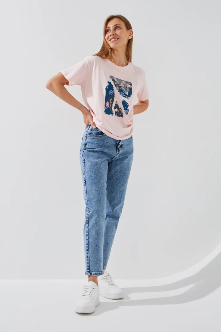 Джинсы Mom Fit женские 130125 34 Синий  Фото №0