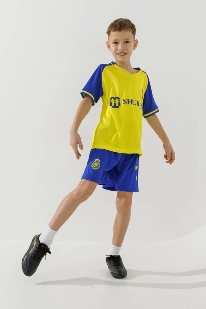 Футбольна форма для хлопчика BLD AL NASSR RONALDO 152 см Синьо-жовтий  Фото №1