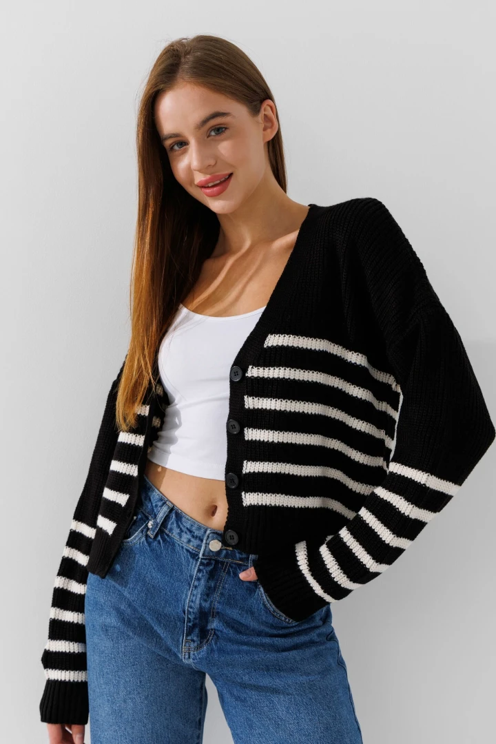 Кардиган с узором женский Park karon 8023 One Size Черный  Фото №2