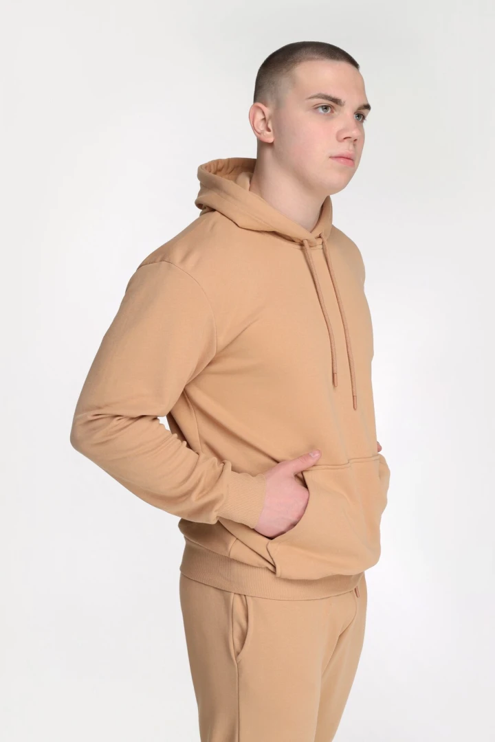 Худі однотонний чоловічий Demos DMS006 baza 3XL Бежевий (2000989425885D)  Фото №0