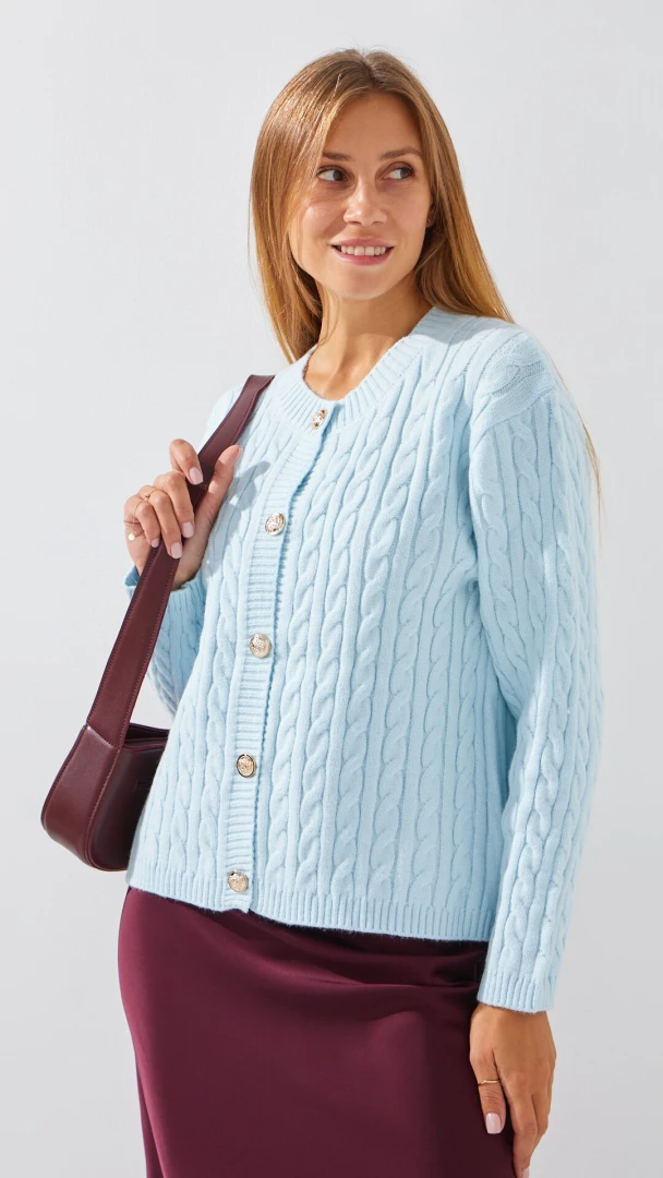 Кофта однотонная женская 0625 One Size Голубой