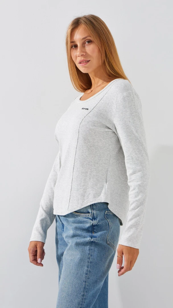 Лонгслив однотонный женский Bclothing 8853 M Светло-серый  Фото №2