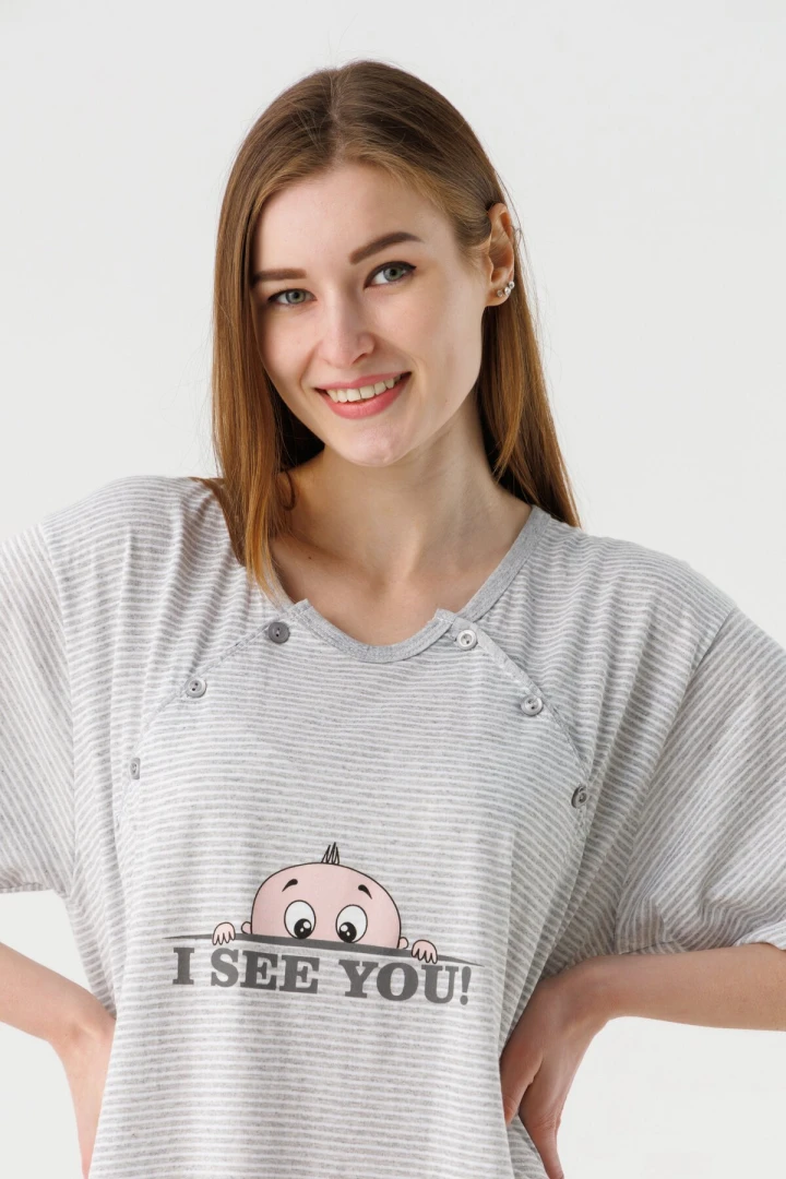 Ночная рубашка для кормящих Sevgi 3187 2XL Серый  Фото №1