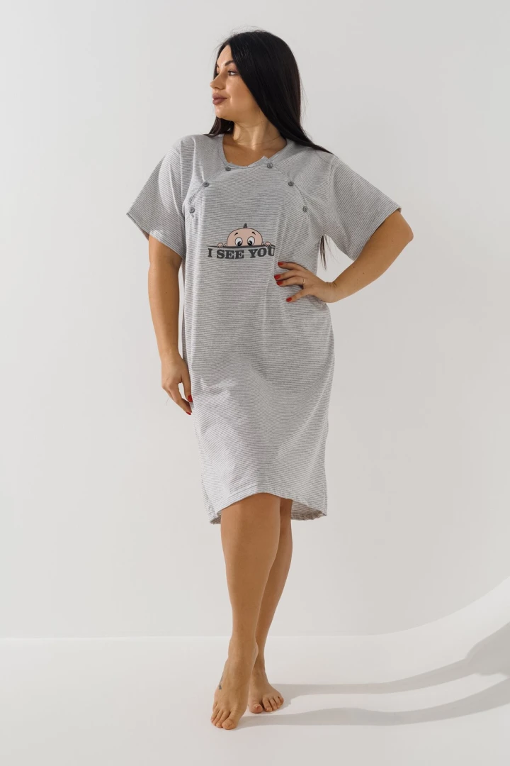 Ночная рубашка для кормящих Betul 3187 4XL Серый  Фото №0
