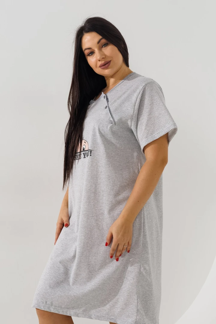 Ночная рубашка для кормящих Betul 3187 4XL Серый  Фото №2