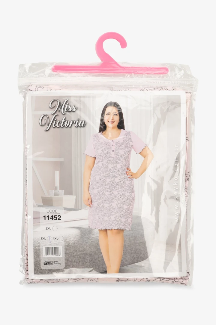 Ночная рубашка женская Miss Victoria 11452 2XL Серо-розовый  Фото №7