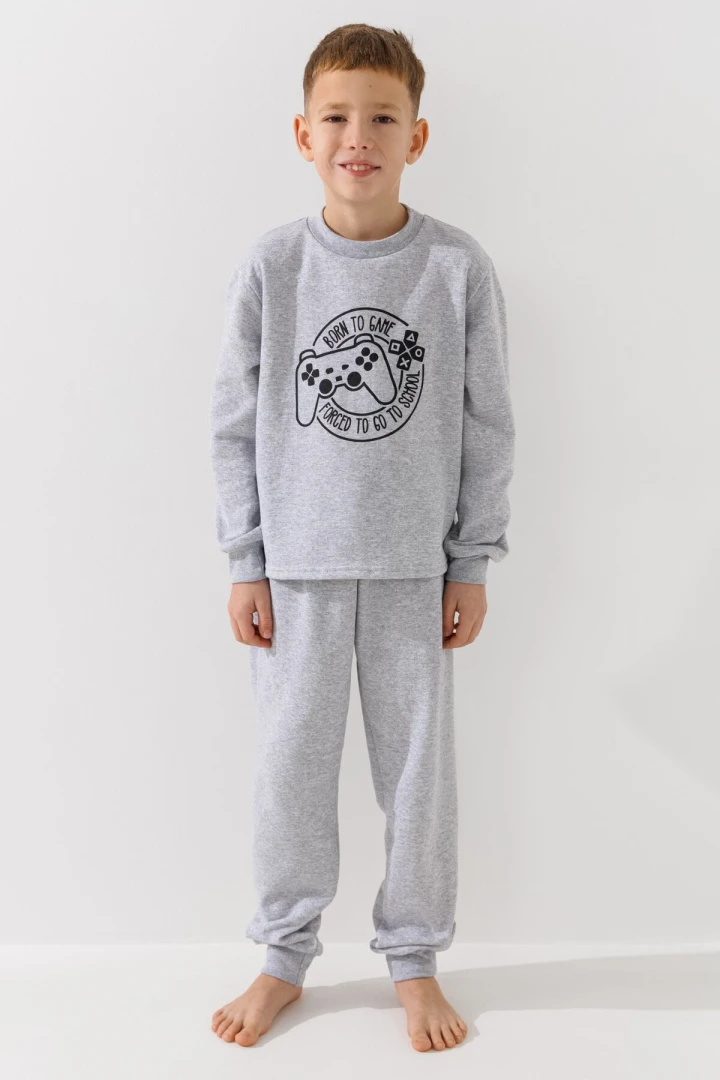 Піжама для хлопчика Baby Life 303 School 134-140 см Сірий