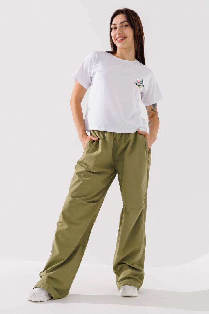 Штаны прямые однотонные женские Zeo Basic 4745 34 Оливковый (2000990665256D)