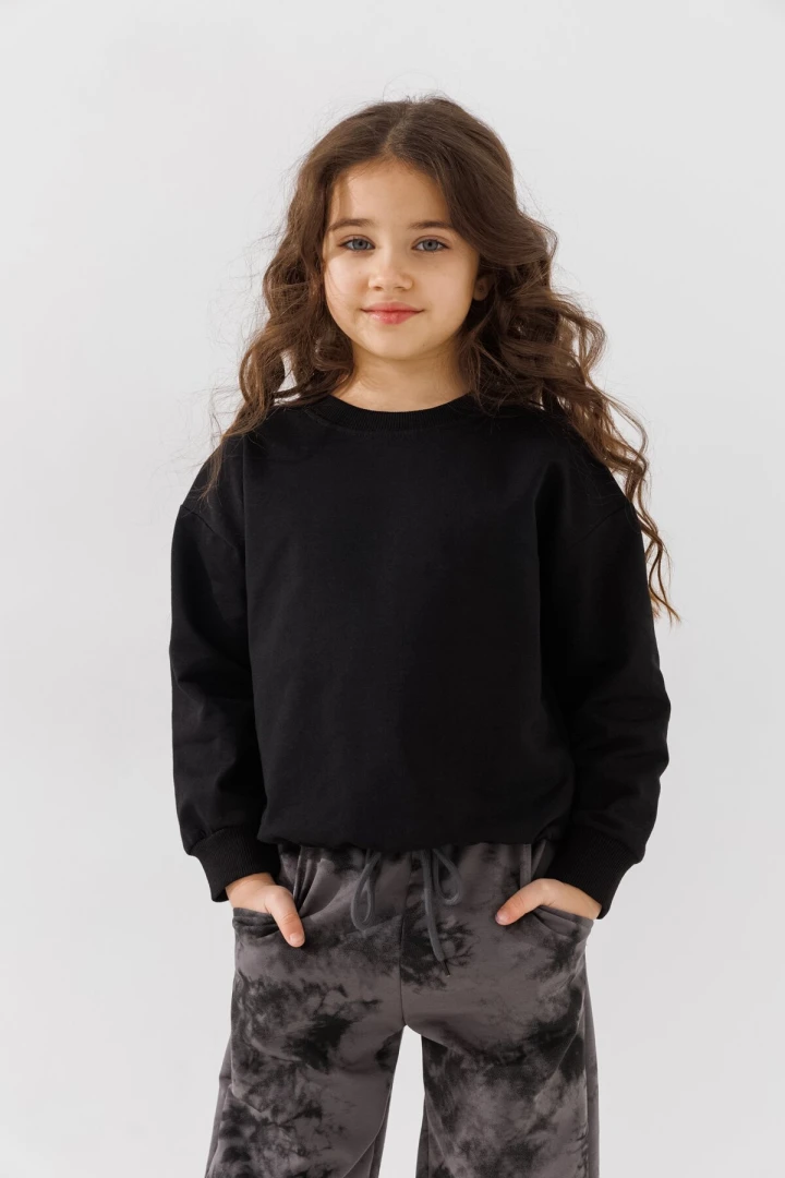 Світшот однотонний унісекс First Kids 0069 116 см Чорний  Фото №4