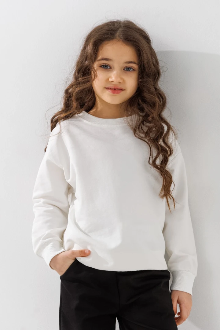 Свитшот однотонный унисекс First Kids 0069 116 см Молочный