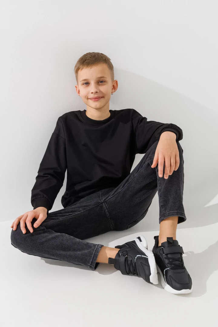 Світшот однотонний унісекс First Kids 0070 158 см Чорний  Фото №3