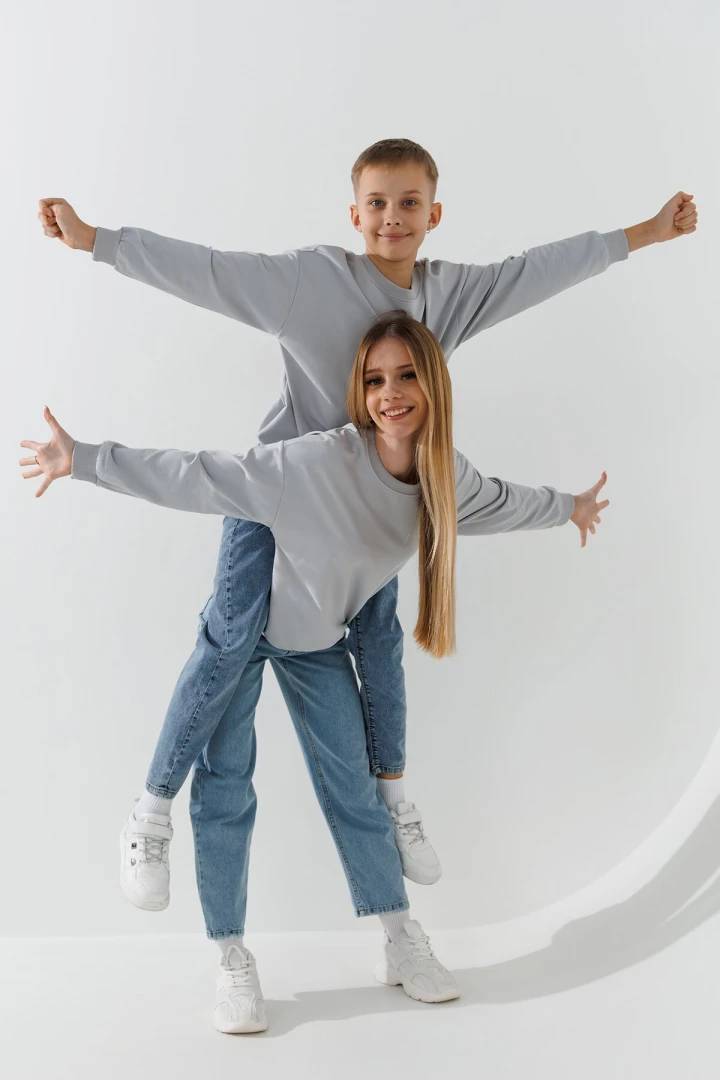 Світшот однотонний для хлопчика First Kids 0070 158 см Світло-сірий  Фото №0