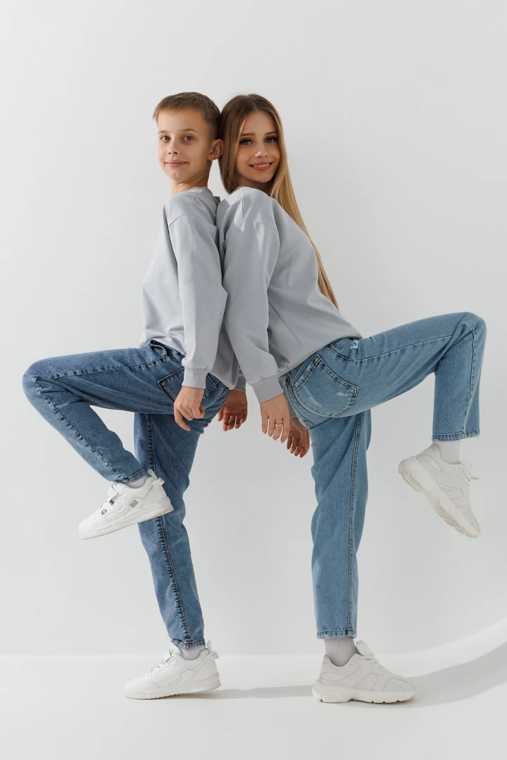 Світшот однотонний для хлопчика First Kids 0070 158 см Світло-сірий