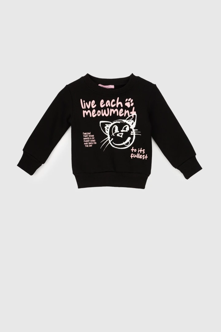 Свитшот с принтом для девочки First Kids 858 92 см Черный (2000990132239W)