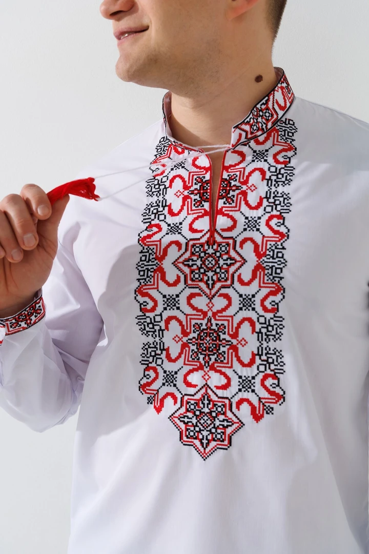 Вышиванка мужская Полковник 3XL Бело-красный  Фото №1