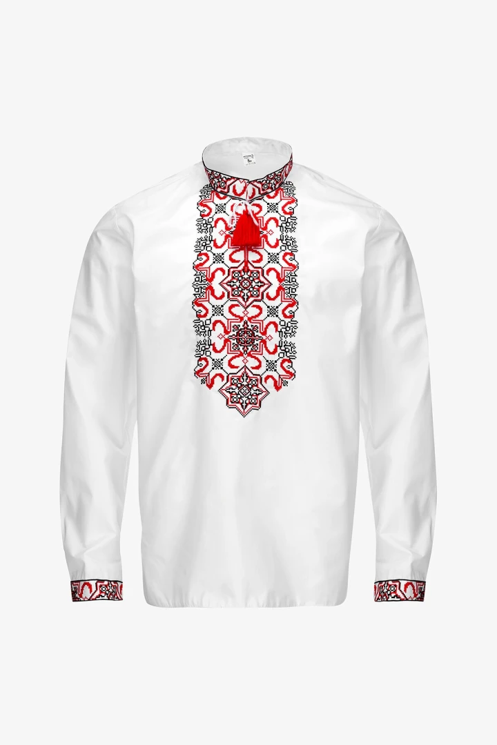 Вышиванка мужская Полковник 3XL Бело-красный