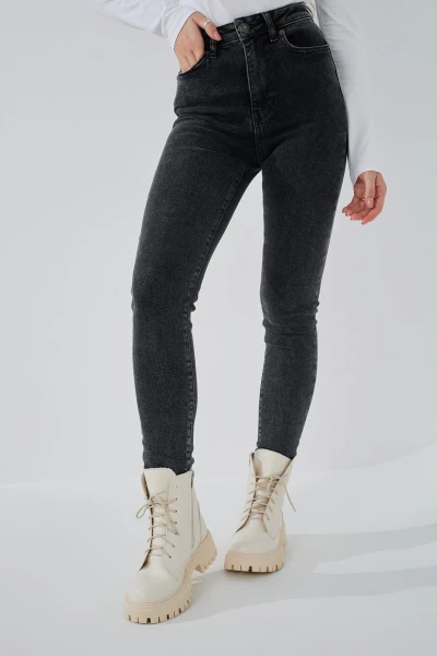 Джинси Slim Fit жіночі On me 3103 baza 32 Темно-сірий (2000989542063D)  Фото №0