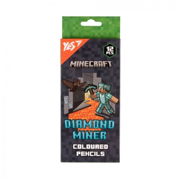 Купити Олівці кольорові Yes 12 кол. "Minecraft. Diamond Miner" 290720 Різнокольоровий Артикул: 5056574430540 Фото №1