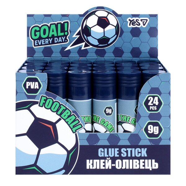 Купити Клей-олівець Yes PVA "Football" 320311 9г Різнокольоровий Артикул: 5056574472281 Фото №1
