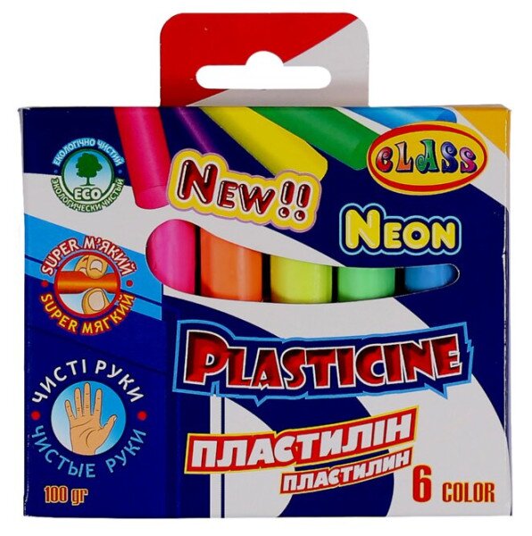 Купити Пластилін "CLASS" "Чисті руки" 6 кол. /7630/ NEON 100г. (8591662763003)(SC) Артикул: 8591662763003 Фото №1