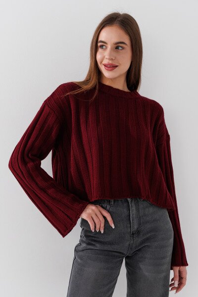 Купить Джемпер однотонный женский Pomella 2256 One Size Бордовый Артикул: 2000990849861 Фото №1