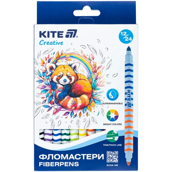 Купить Фломастеры двусторонние Creative Kite K-1151 12 шт. 24 цвета Артикул: 4063276225795 Фото №1