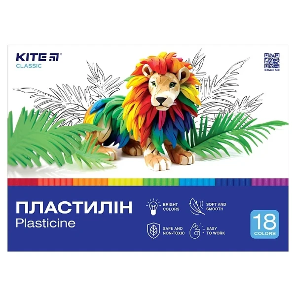 Купить Пластилин восковой Kite Classic K-085 18 цветов Разноцветный Артикул: 4063276208422 Фото №1