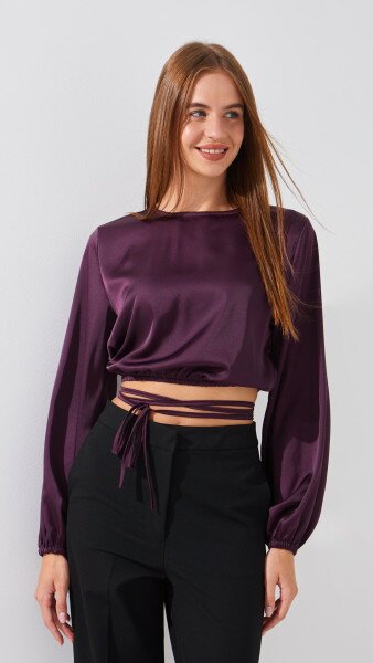 Купити Блуза однотонна жіноча On me 2443 S Фіолетовий Артикул: 2000999253652 Фото №2