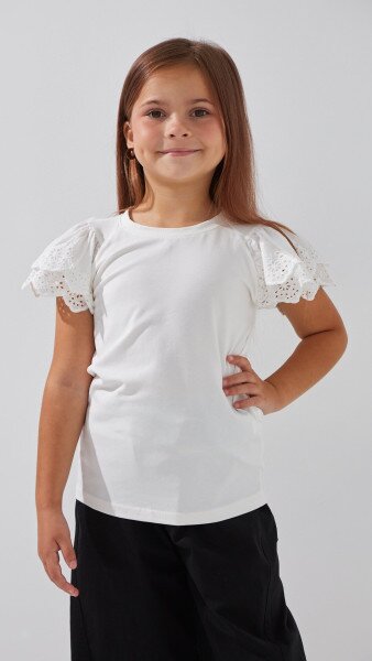 Купити Блуза трикотажна для дівчинки Aura Style 863 116 см Молочний Артикул: 2000999197840 Фото №1