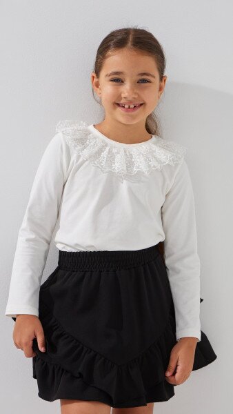 Купити Блуза трикотажна для дівчинки Aura Style 866 128 см Молочний Артикул: 2000999197604 Фото №1