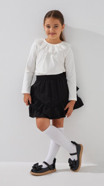 Купити Блуза трикотажна для дівчинки Aura Style 866 128 см Молочний Артикул: 2000999197604 Фото №2