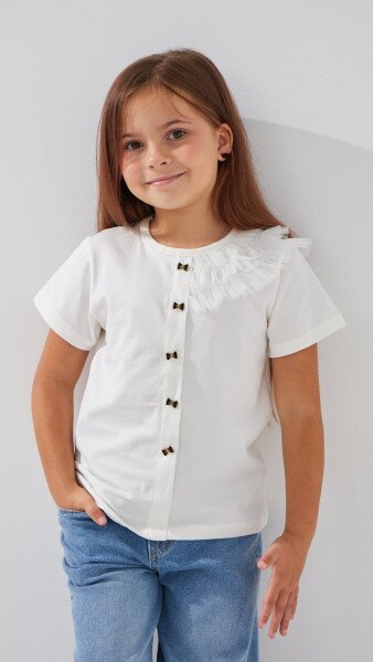 Купить Блуза трикотажная для девочки Aura Style 867 116 см Молочный Артикул: 2000999197949 Фото №1