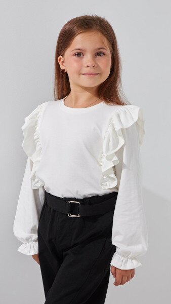 Купити Блуза трикотажна для дівчинки Aura Style 868 116 см Молочний Артикул: 2000999197550 Фото №1
