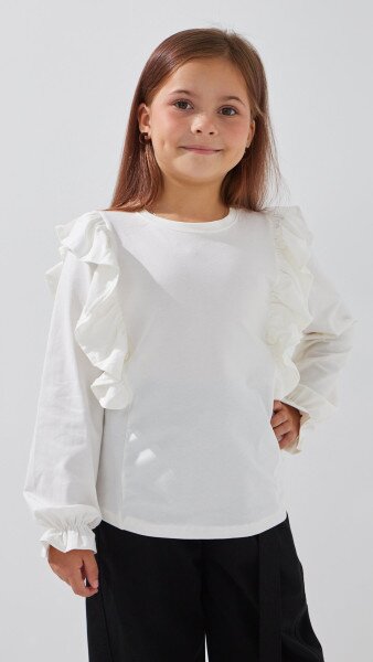 Купити Блуза трикотажна для дівчинки Aura Style 868 116 см Молочний Артикул: 2000999197550 Фото №3