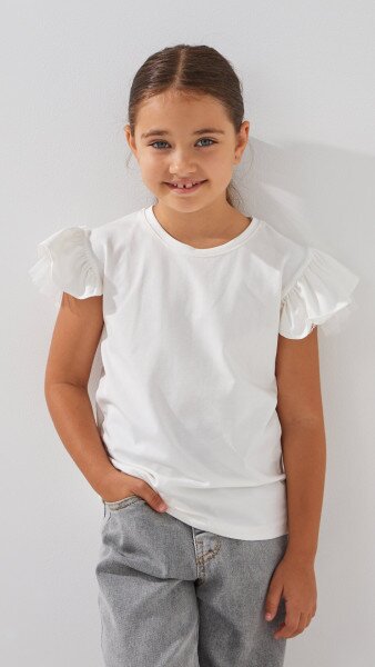 Купити Блуза трикотажна для дівчинки Aura Style 869 110 см Молочний Артикул: 2000999197697 Фото №1