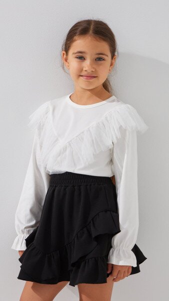 Купити Блуза трикотажна для дівчинки Aura Style 870 110 см Молочний Артикул: 2000999197741 Фото №1