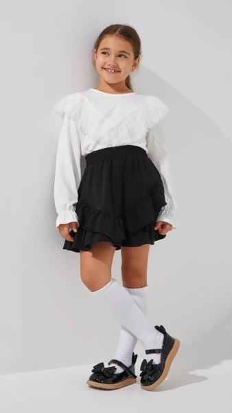 Купить Блуза трикотажная для девочки Aura Style 870 110 см Молочный Артикул: 2000999197741 Фото №2