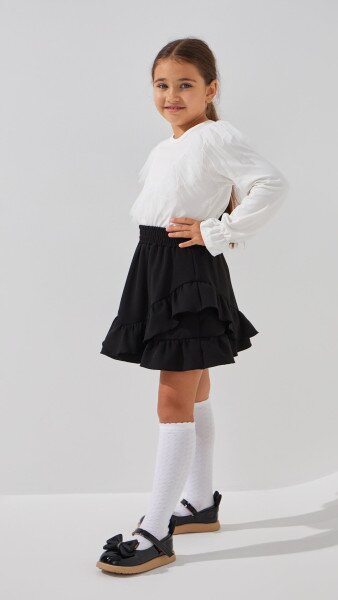 Купити Блуза трикотажна для дівчинки Aura Style 870 110 см Молочний Артикул: 2000999197741 Фото №4