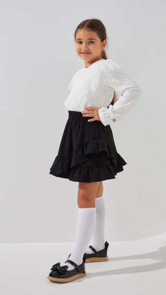 Купить Блуза трикотажная для девочки Aura Style 870 110 см Молочный Артикул: 2000999197741 Фото №4
