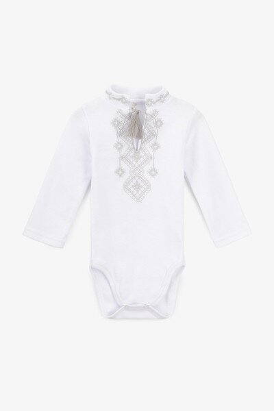 Купить Боди-вышиванка для малышей Baby Life Вышивка серый 56 см Белый Артикул: 2000991071636 Фото №1