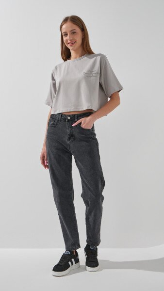 Купить Джинсы Mom Fit женские 130125 34 Черный Артикул: 2000990945655 Фото №1