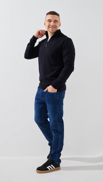 Купить Джемпер однотонный мужской GENUA G01205-0001 XL Темно-синий Артикул: 2000999472237 Фото №4