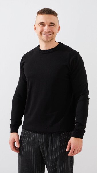 Купить Джемпер однотонный мужской GENUA G01205-0002 S Черный Артикул: 2000999509506 Фото №1