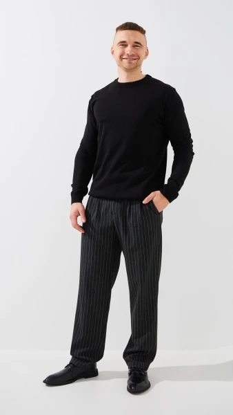 Купить Джемпер однотонный мужской GENUA G01205-0002 L Черный Артикул: 2000999503313 Фото №2