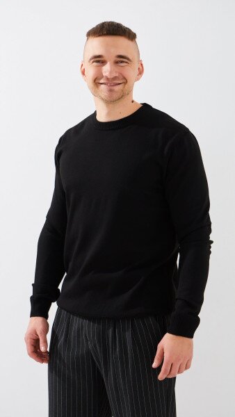 Купить Джемпер однотонный мужской GENUA G01205-0002 S Черный Артикул: 2000999509506 Фото №3